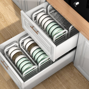 Double-Layer Kitchen Storage Rack – Carbon Steel Dish Drainer with Hooks & Utensil Holder | Cookli UK