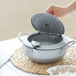 Stainless Steel Deep Fryer Pot with Thermometer & Oil Drain Rack – 20cm / 24cm | Cookli UK