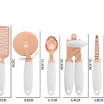 7PCS Rose Gold Stainless Steel Kitchen Utensil Set – Cooking Tools with Peeler, Whisk, Tongs & Rack – Elegant Kitchen Gadget Set | cookli