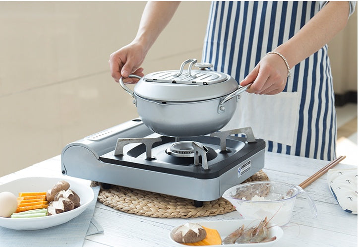 Stainless Steel Deep Fryer Pot with Thermometer & Oil Drain Rack – 20cm / 24cm | Cookli UK