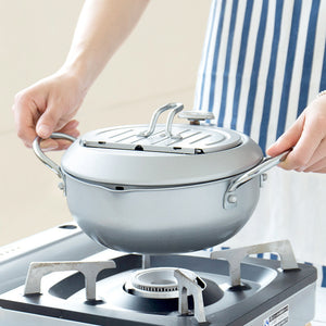 Stainless Steel Deep Fryer Pot with Thermometer & Oil Drain Rack – 20cm / 24cm | Cookli UK