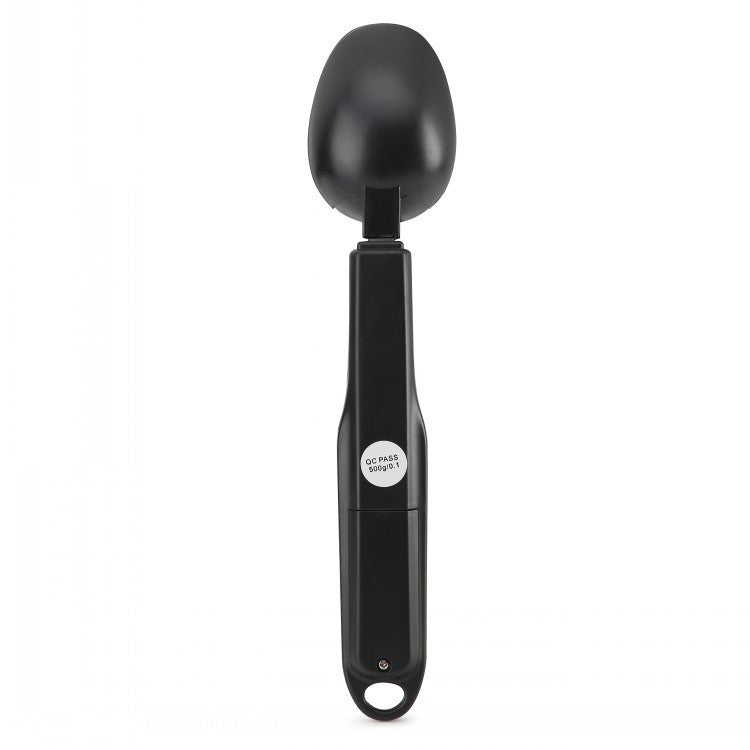 Black measuring spoon on a white background