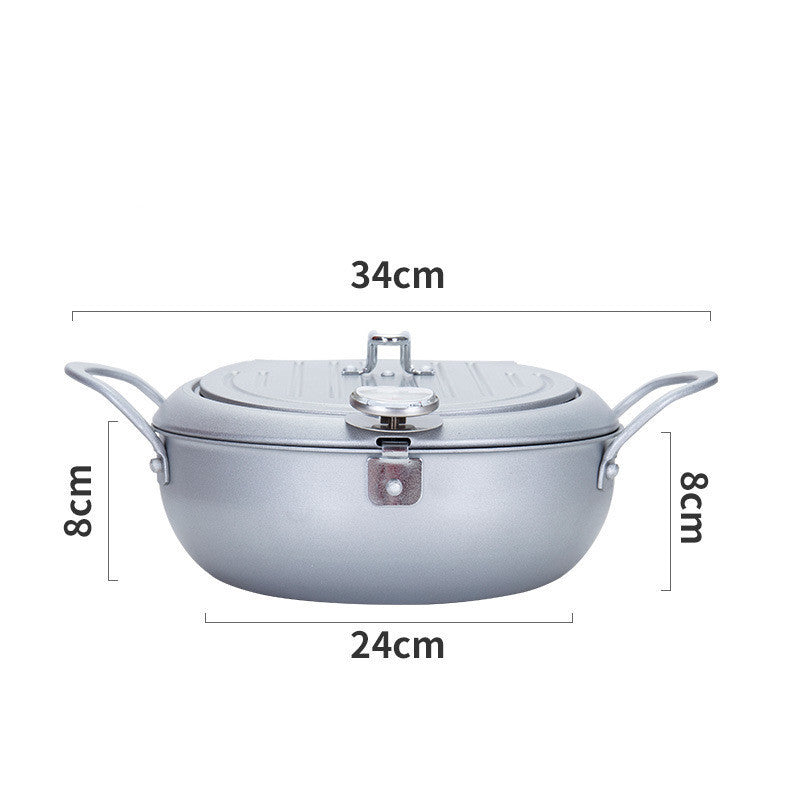 Stainless Steel Deep Fryer Pot with Thermometer & Oil Drain Rack – 20cm / 24cm | Cookli UK