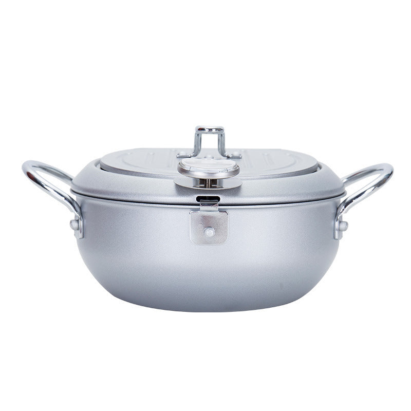 Stainless Steel Deep Fryer Pot with Thermometer & Oil Drain Rack – 20cm / 24cm | Cookli UK