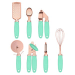 7PCS Rose Gold Stainless Steel Kitchen Utensil Set – Cooking Tools with Peeler, Whisk, Tongs & Rack – Elegant Kitchen Gadget Set | cookli