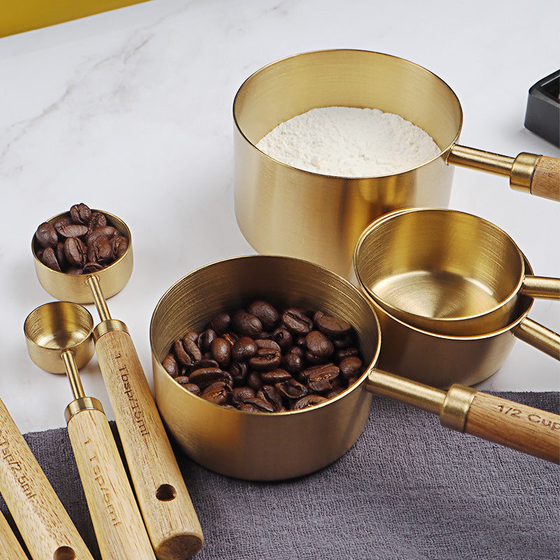 Acacia Wooden Handle Baking Measuring Cups & Spoons Set – Cookli UK
