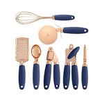 7PCS Rose Gold Stainless Steel Kitchen Utensil Set – Cooking Tools with Peeler, Whisk, Tongs & Rack – Elegant Kitchen Gadget Set | cookli