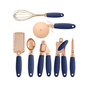 7PCS Rose Gold Stainless Steel Kitchen Utensil Set – Cooking Tools with Peeler, Whisk, Tongs & Rack – Elegant Kitchen Gadget Set | cookli