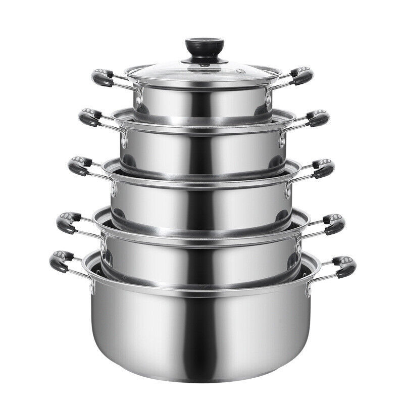 5PCS Stainless Steel Saucepan Set – Induction Cooking Pots with Lids | Cookli UK