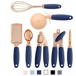 7PCS Rose Gold Stainless Steel Kitchen Utensil Set – Cooking Tools with Peeler, Whisk, Tongs & Rack – Elegant Kitchen Gadget Set | cookli