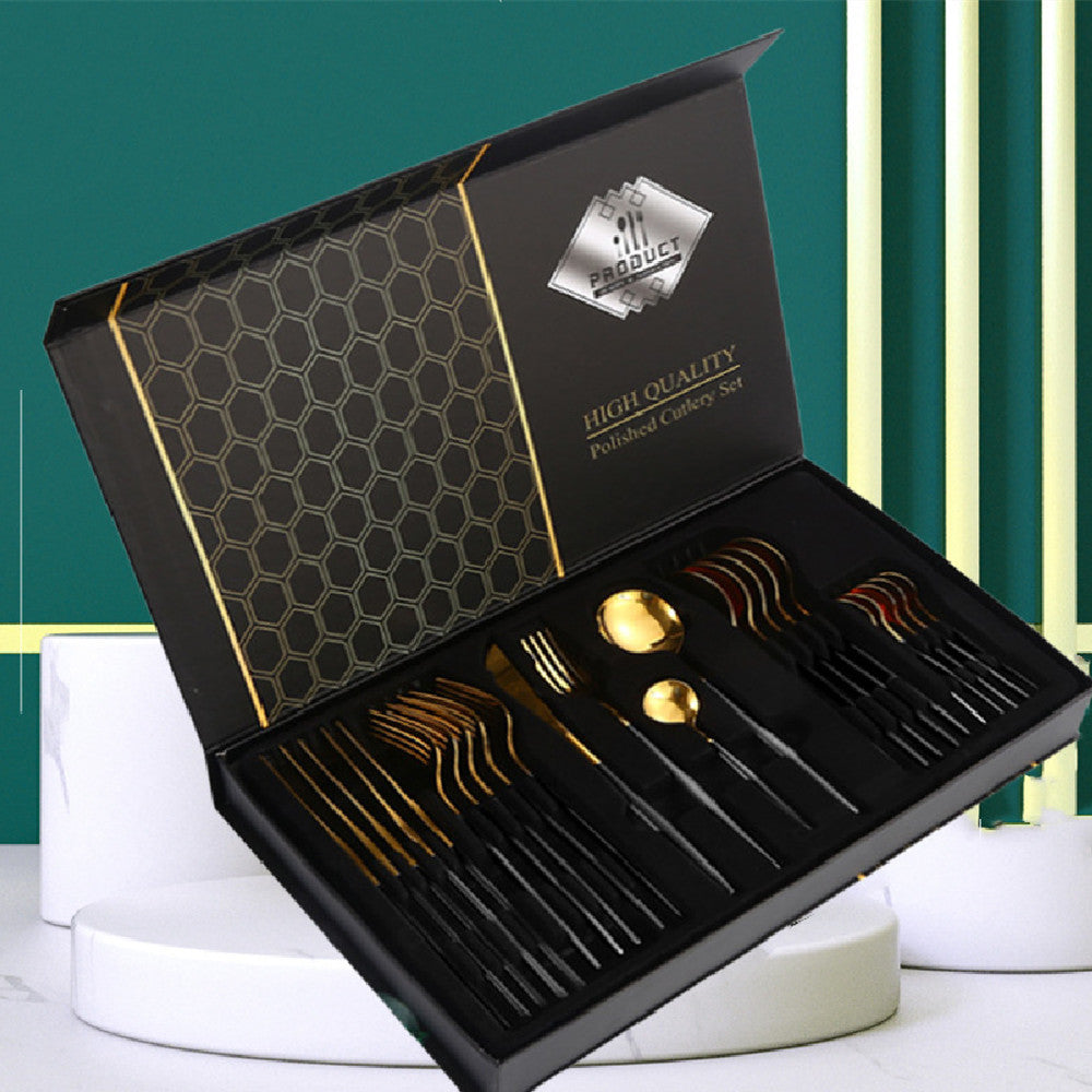 Gift Box Stainless Steel Tableware 24-Piece Set – Multiple Colours